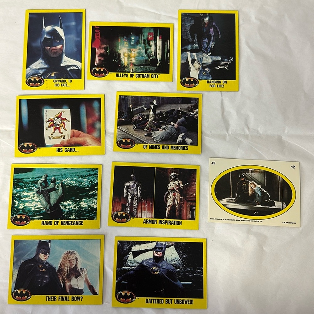 Vintage 1989 Topps Batman Movie trading cards 10 Total